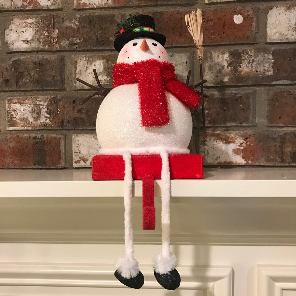 Christmas glitter snowman stocking holder